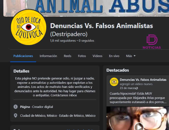 Ivonn Morales, rescatista independiente, denuncia que la página “Denuncias Vs. Falsos Animalistas (Destripadero)” ha sido utilizada para exponerla, difamarla y fomentar violencia en su contra.