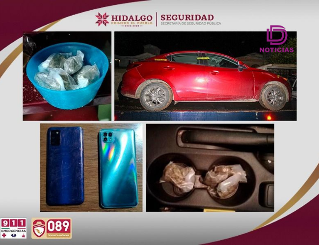 Pareja arrestada en Atotonilco tras operativo por robo de vehículo y presunta posesión de droga.